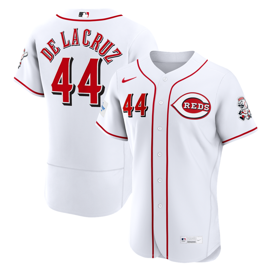 Men's Cincinnati Reds Elly De La Cruz Nike White Home Authentic Sponsor Patch Jersey