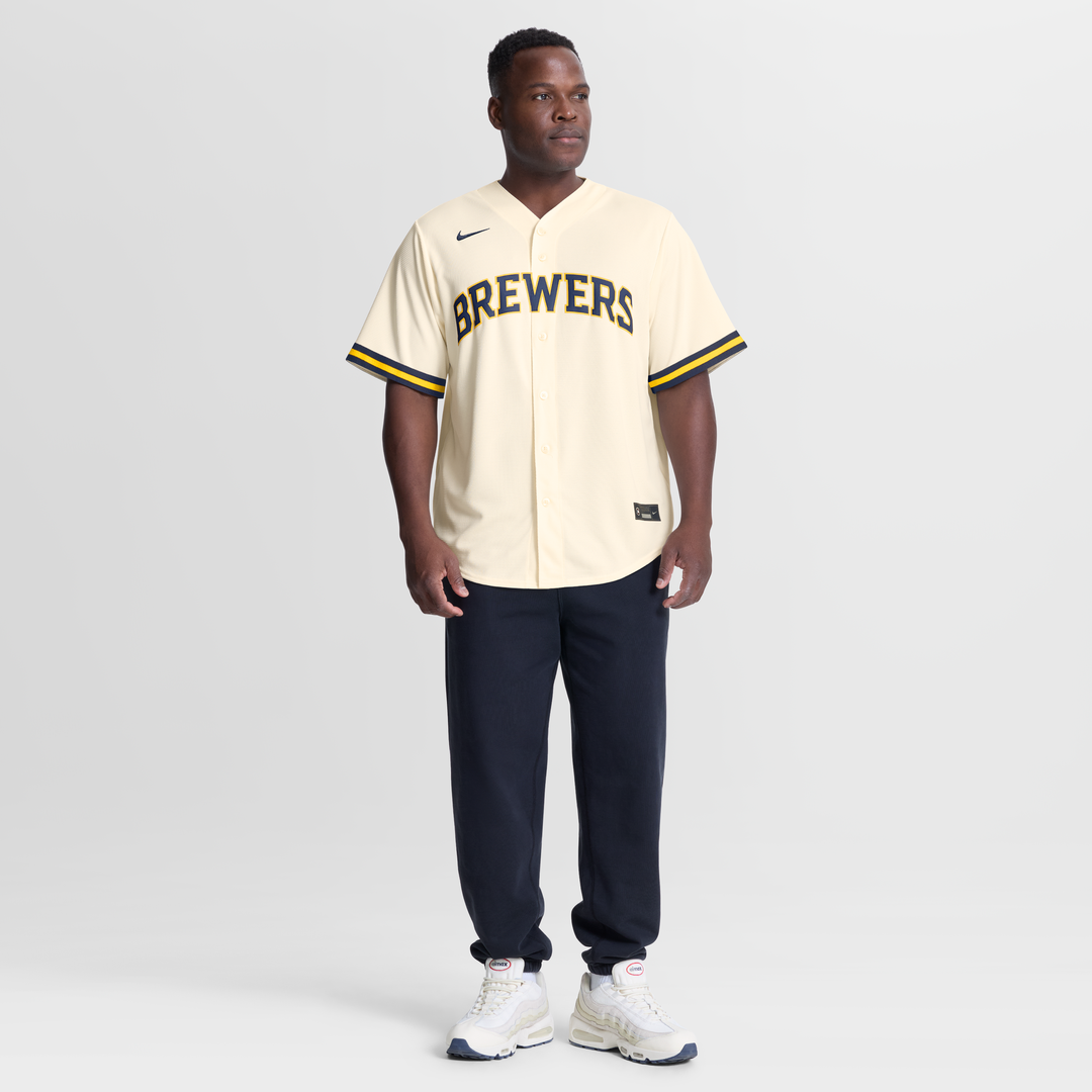 Men's Milwaukee Brewers Dustin May Nike Cream Home Replica Jersey