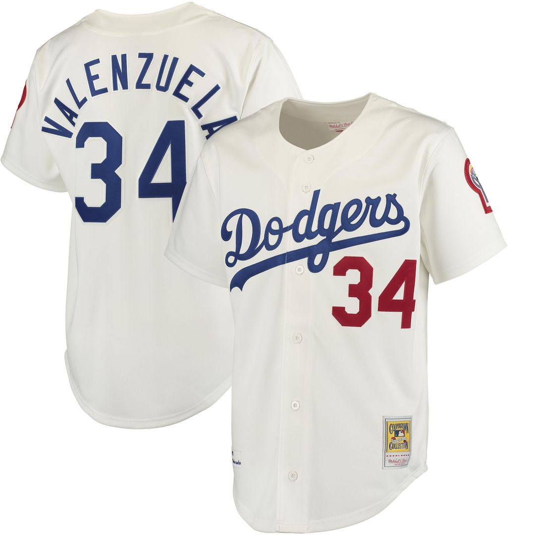 Men's Los Angeles Dodgers Fernando Valenzuela Mitchell & Ness Gray Road 1981 Cooperstown Collection Authentic Jersey