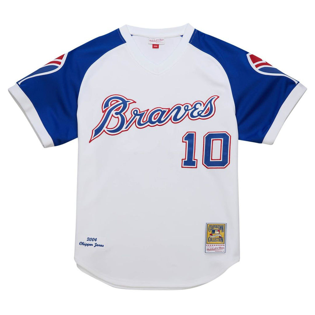 Men's Atlanta Braves Chipper Jones Mitchell & Ness White 2004 Cooperstown Collection Authentic Throwback Jersey