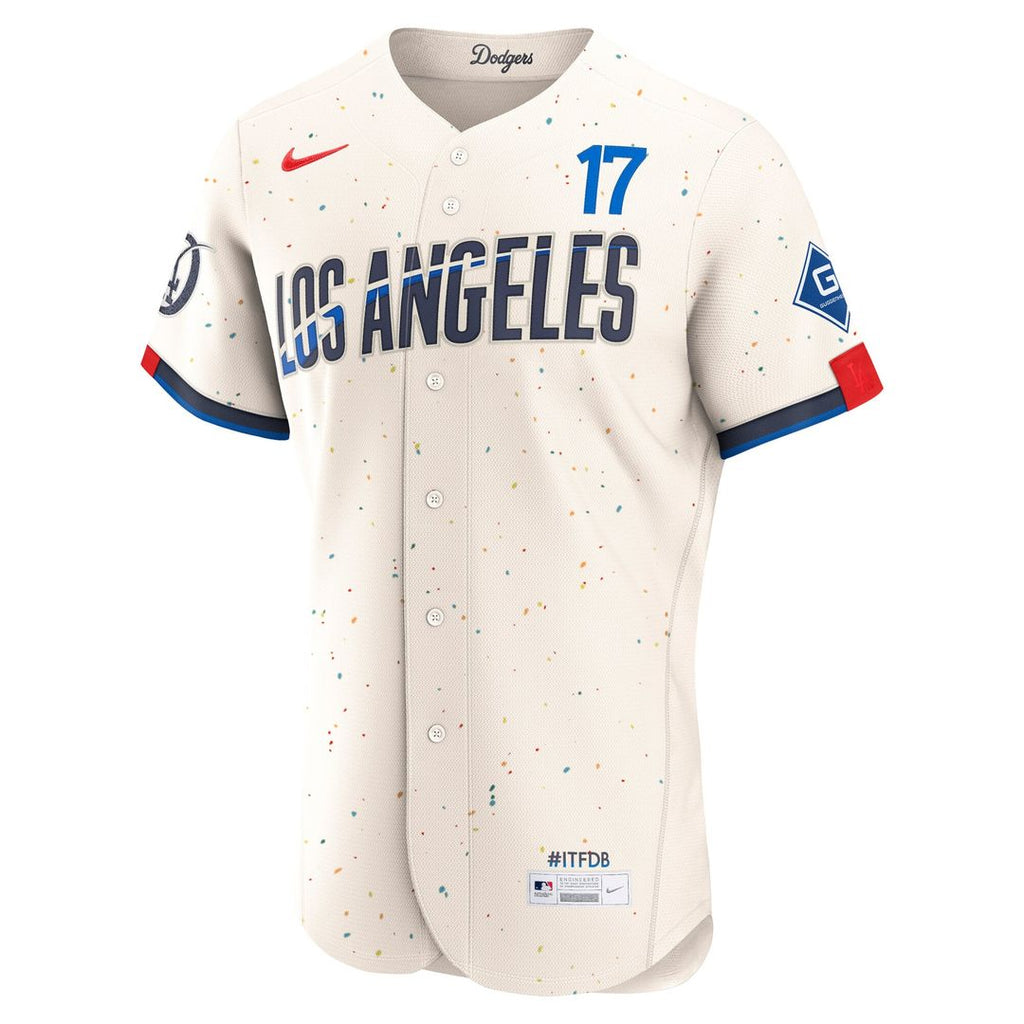 Men's Los Angeles Dodgers Shohei Ohtani Nike Cream City Connect Authentic Sponsor Patch Jersey