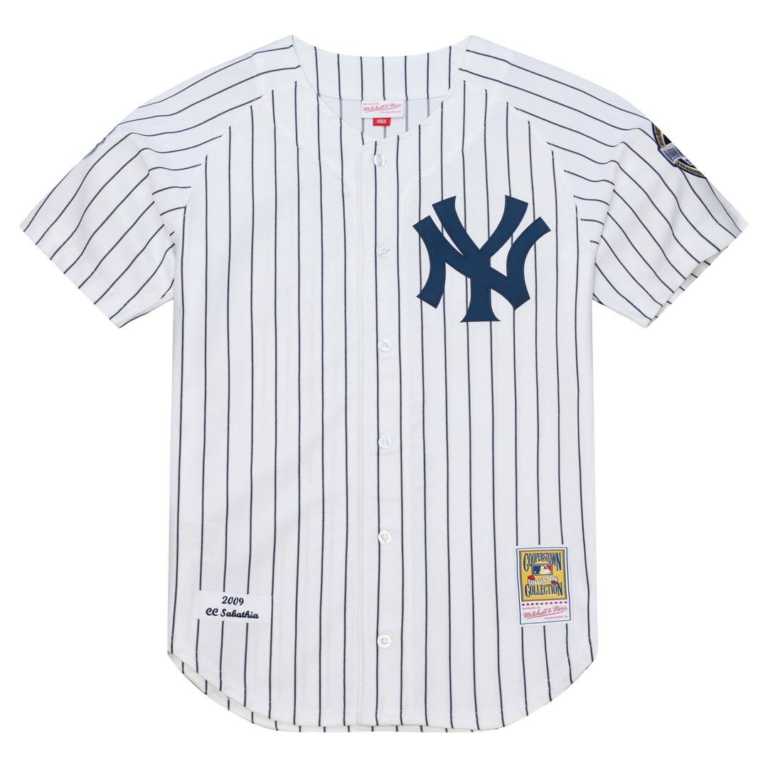 Men's New York Yankees CC Sabathia Mitchell & Ness White 2009 Cooperstown Collection Authentic Jersey