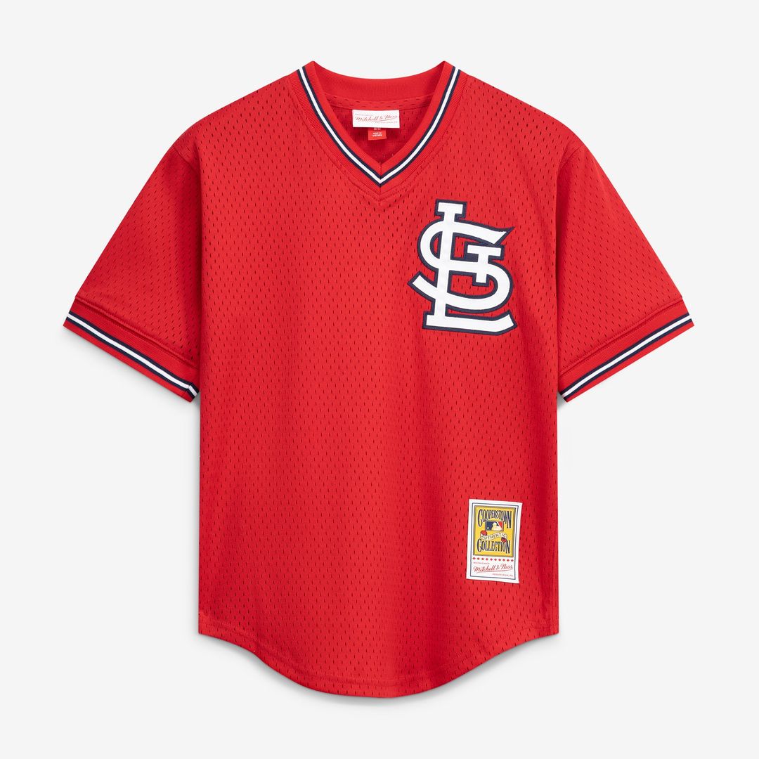 Men's St. Louis Cardinals Ozzie Smith Mitchell & Ness Scarlet Authentic Batting Practice Jersey