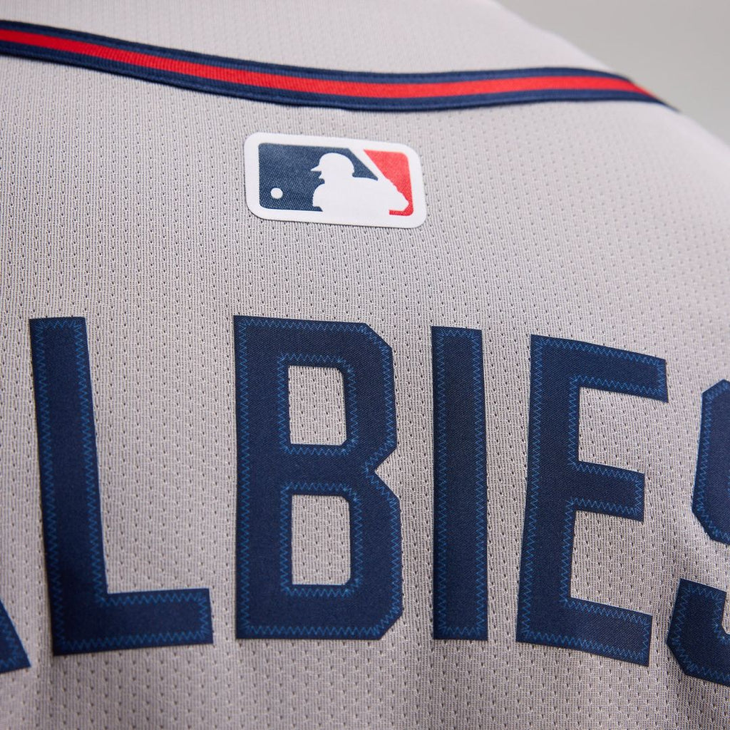 Men's Atlanta Braves Ozzie Albies Nike Gray Road Limited Player Jersey