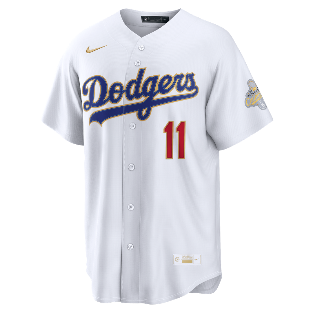 Men's Los Angeles Dodgers Roki Sasaki Nike White 2026 Gold Collection Kanji Stadium Jersey