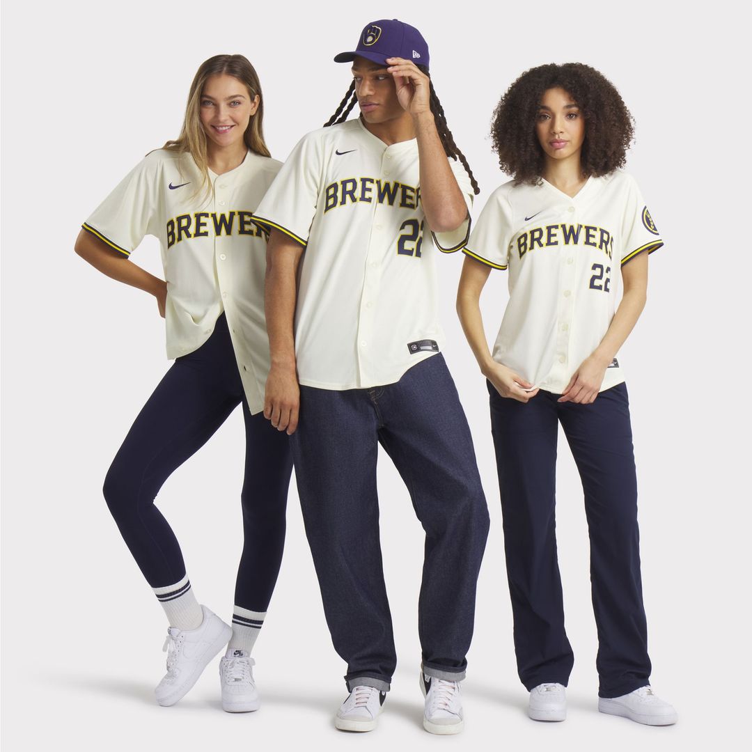 Men's Milwaukee Brewers Christian Yelich Nike Cream Home Limited Player Jersey
