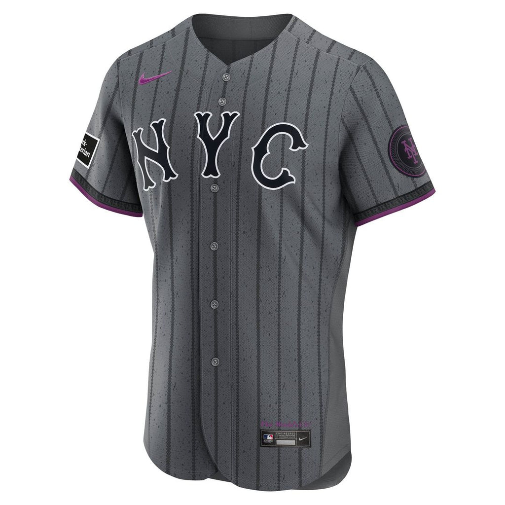 Men's New York Mets Francisco Lindor Nike Gray City Connect Authentic Sponsor Patch Jersey