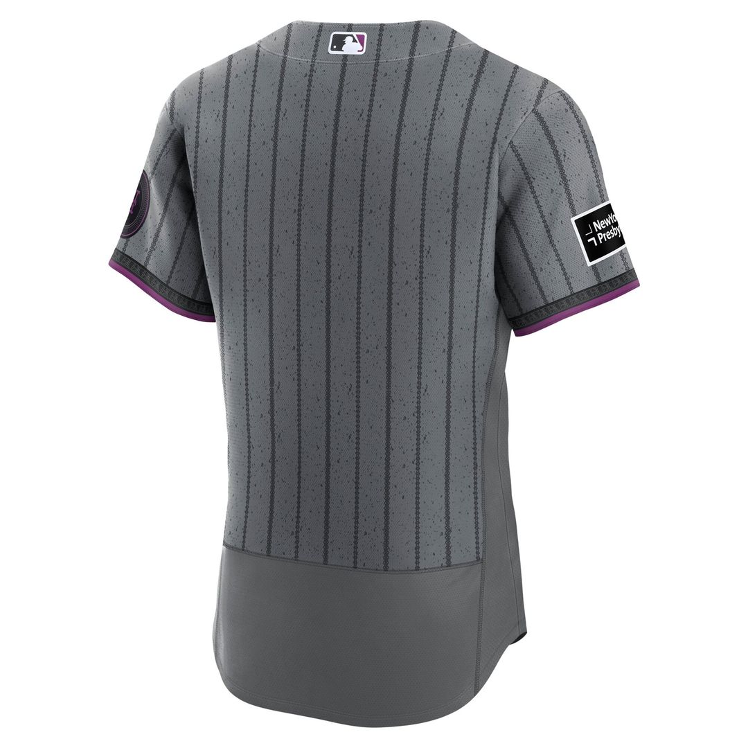 Men's New York Mets Nike Gray City Connect Authentic Sponsor Patch Jersey