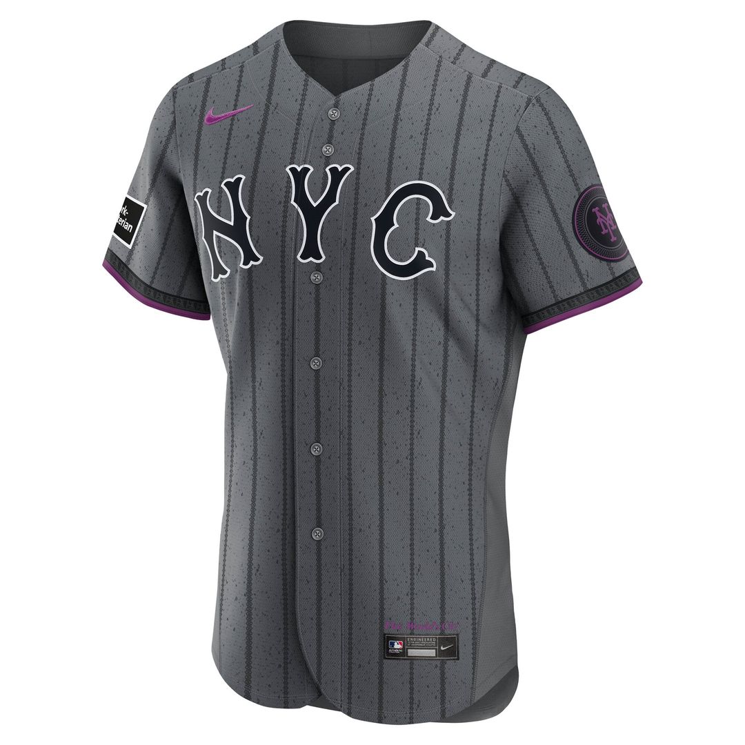 Men's New York Mets Nike Gray City Connect Authentic Sponsor Patch Jersey