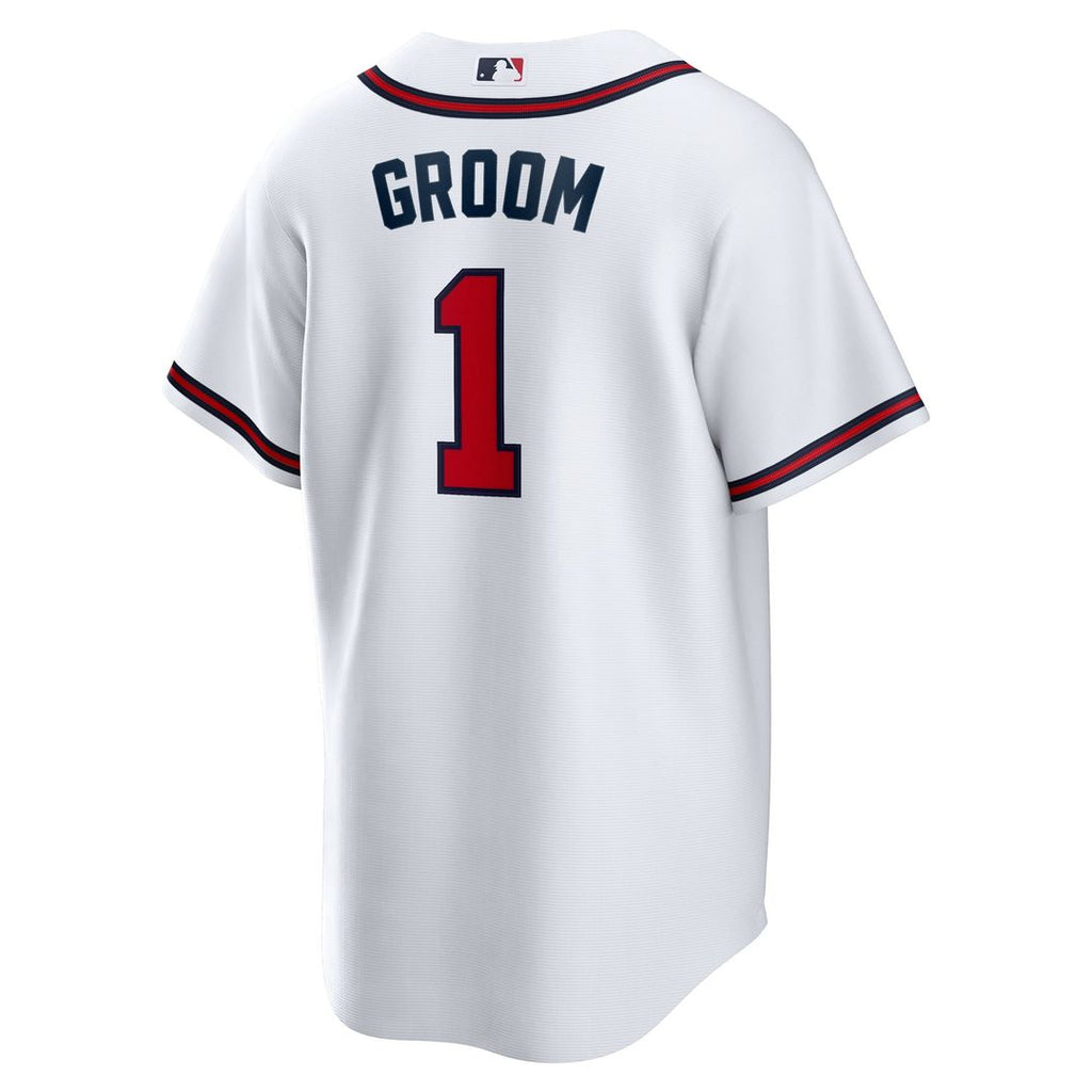 Men's Atlanta Braves  Nike White #1 Groom Home Replica Jersey