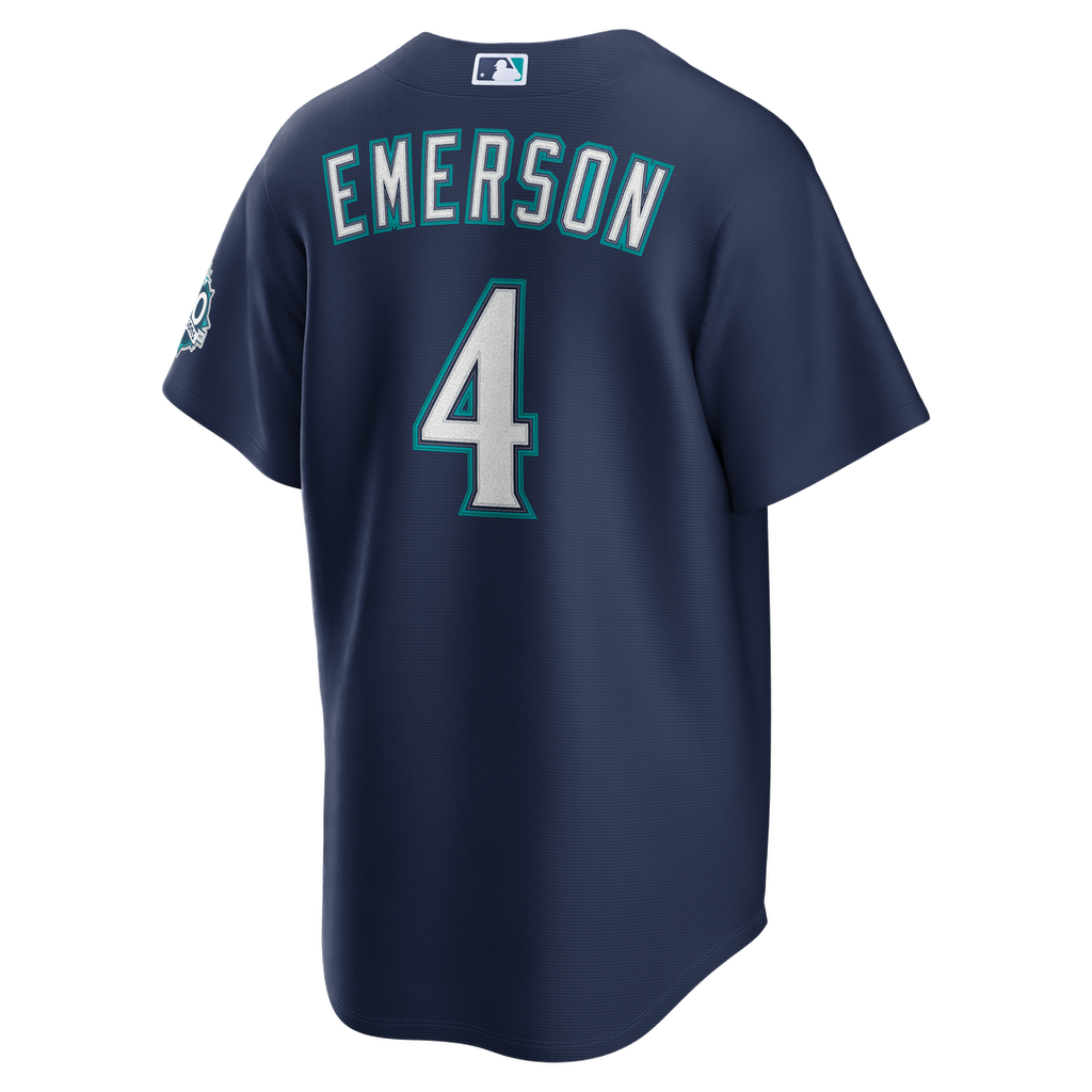 Men's Seattle Mariners Colt Emerson Nike Navy Road 50th Season Anniversary Patch Stadium Jersey