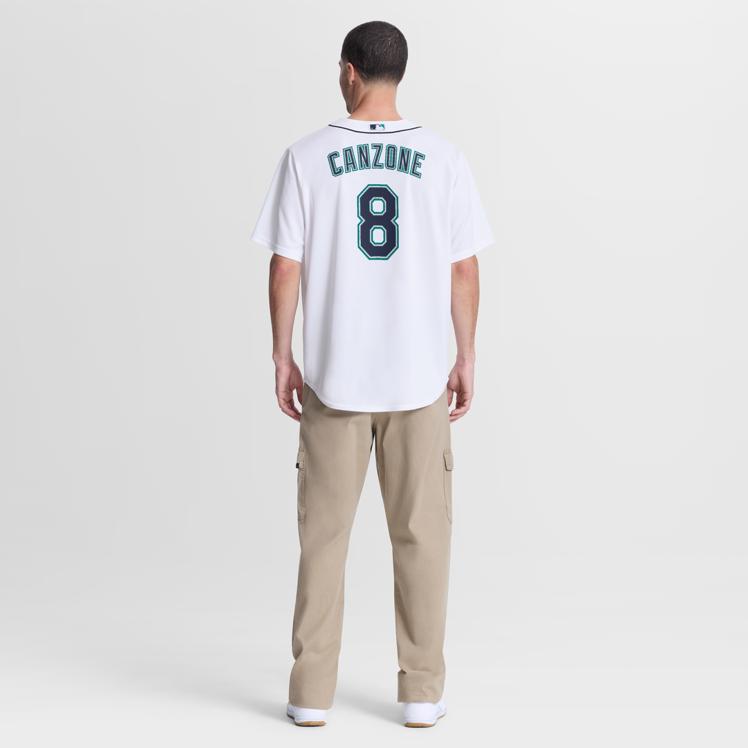 Men's Seattle Mariners Dominic Canzone Nike White Home Replica Jersey