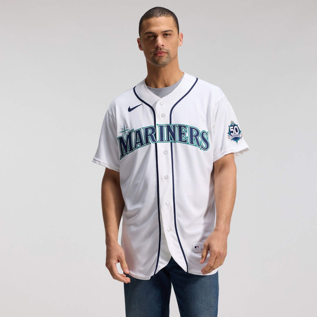 Men's Seattle Mariners  Nike White 50th Anniversary Patch Home Authentic Jersey