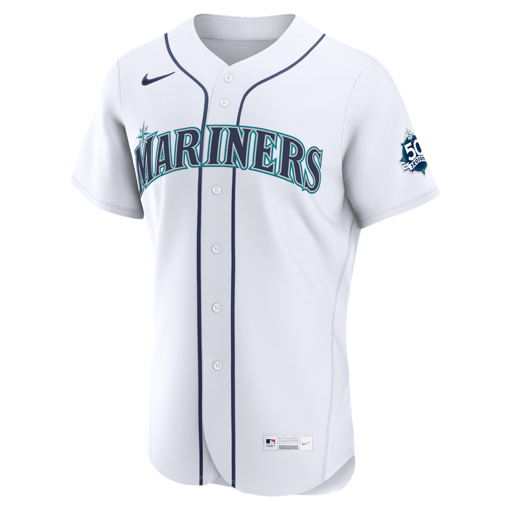 Men's Seattle Mariners J.P. Crawford Nike White Home 50th Season Authentic Jersey