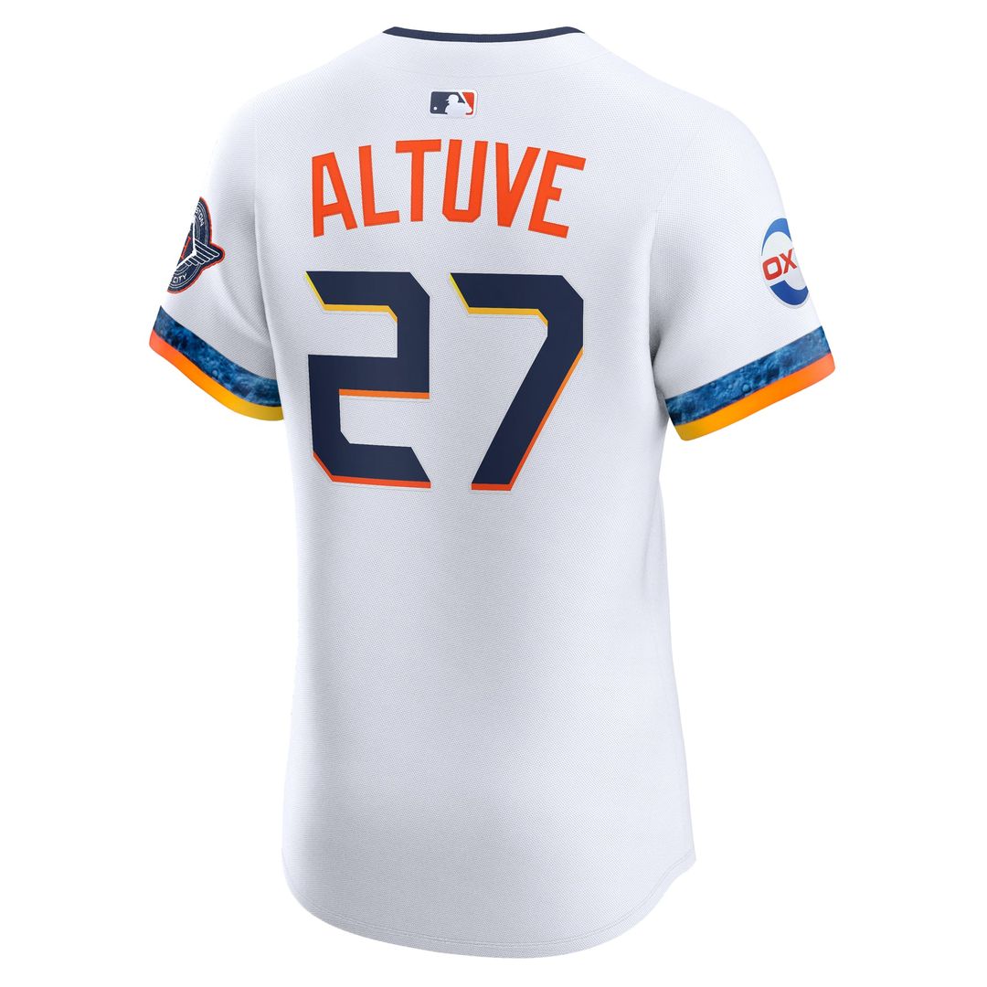 Men's Houston Astros Jose Altuve Nike White 2025 City Connect Elite Player Jersey