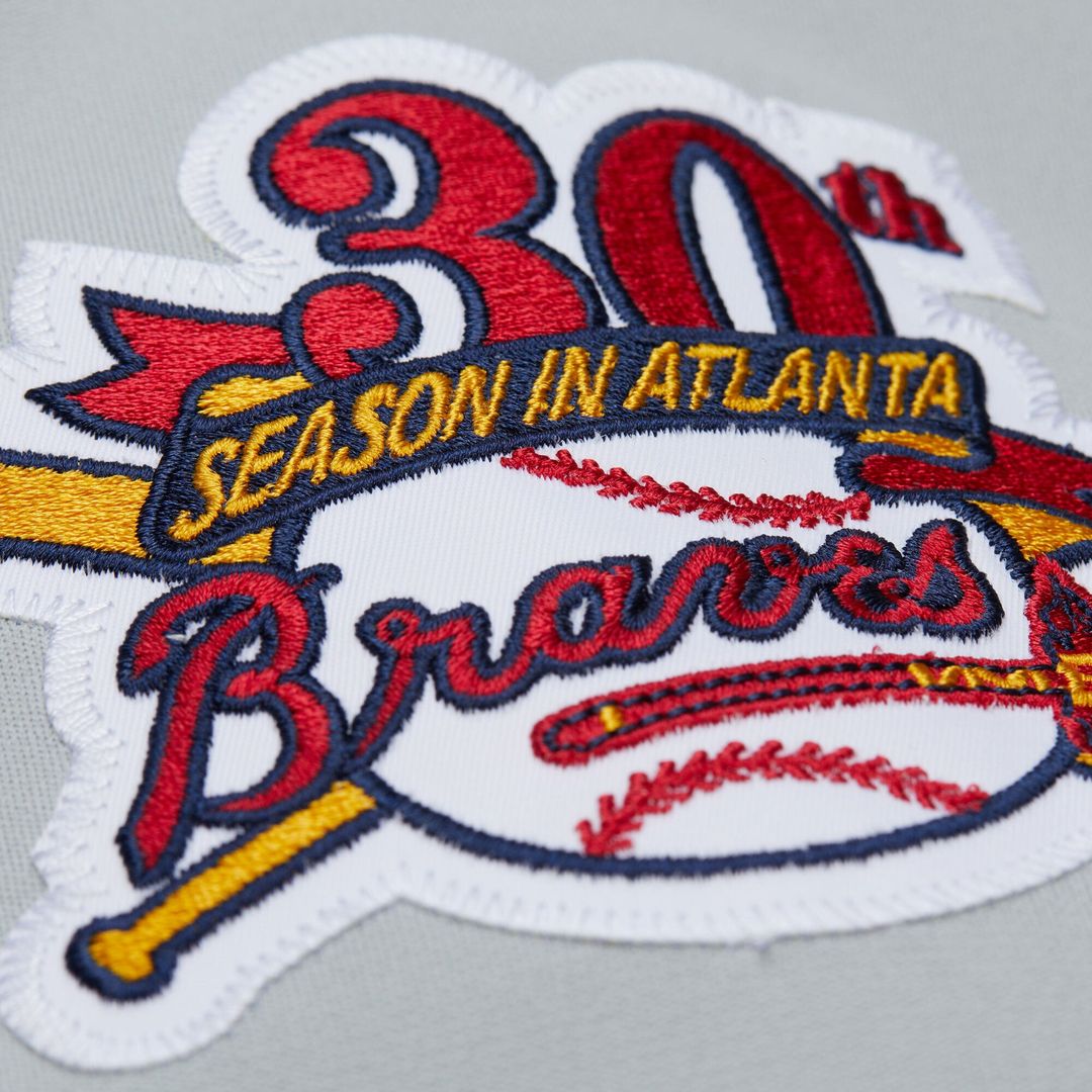 Men's Atlanta Braves Chipper Jones Mitchell & Ness Gray 1995 Throwback Authentic Jersey