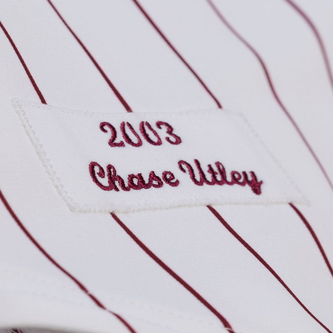Men's Philadelphia Phillies Chase Utley Mitchell & Ness White 2003 Cooperstown Collection Authentic Jersey