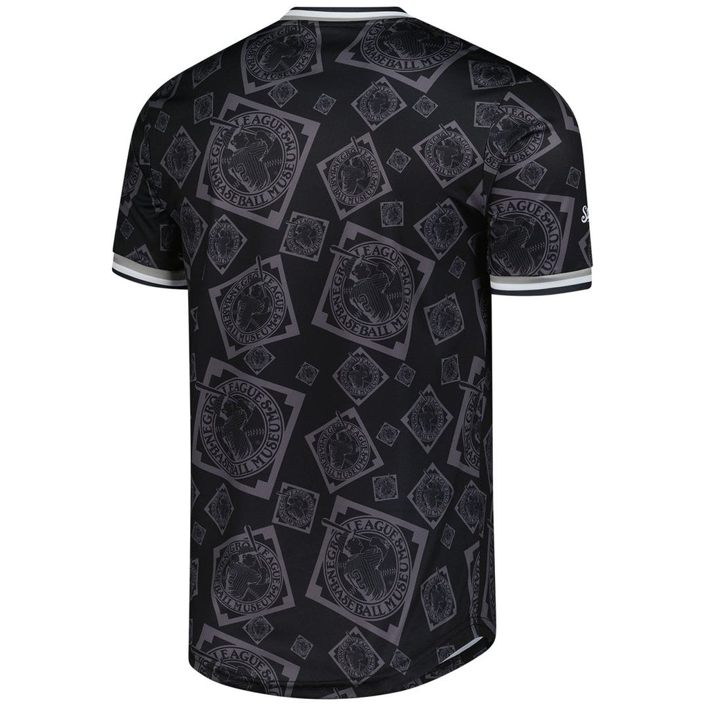 Men's Negro League Baseball Stitches Black Allover Print V-Neck Baseball Jersey