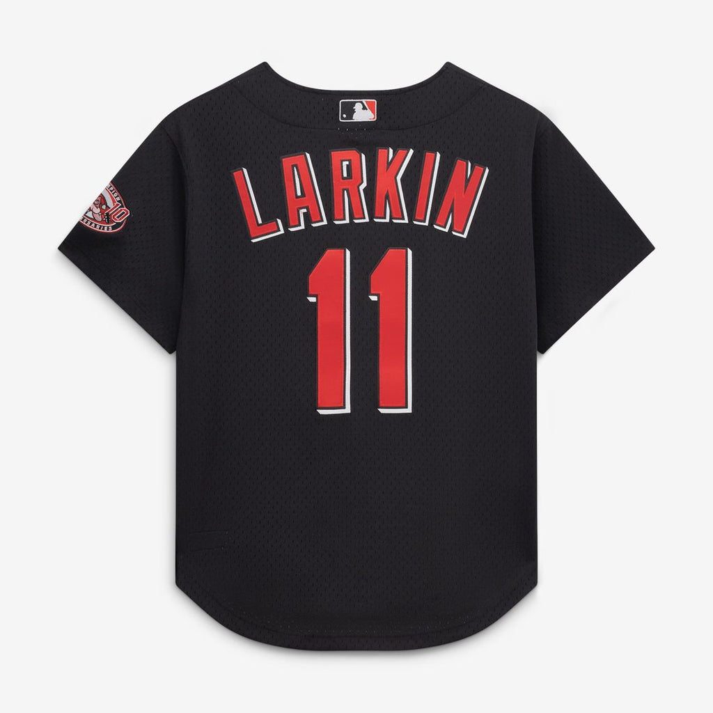 Men's Cincinnati Reds Barry Larkin Mitchell & Ness Red Throwback Cooperstown Mesh Batting Practice Jersey
