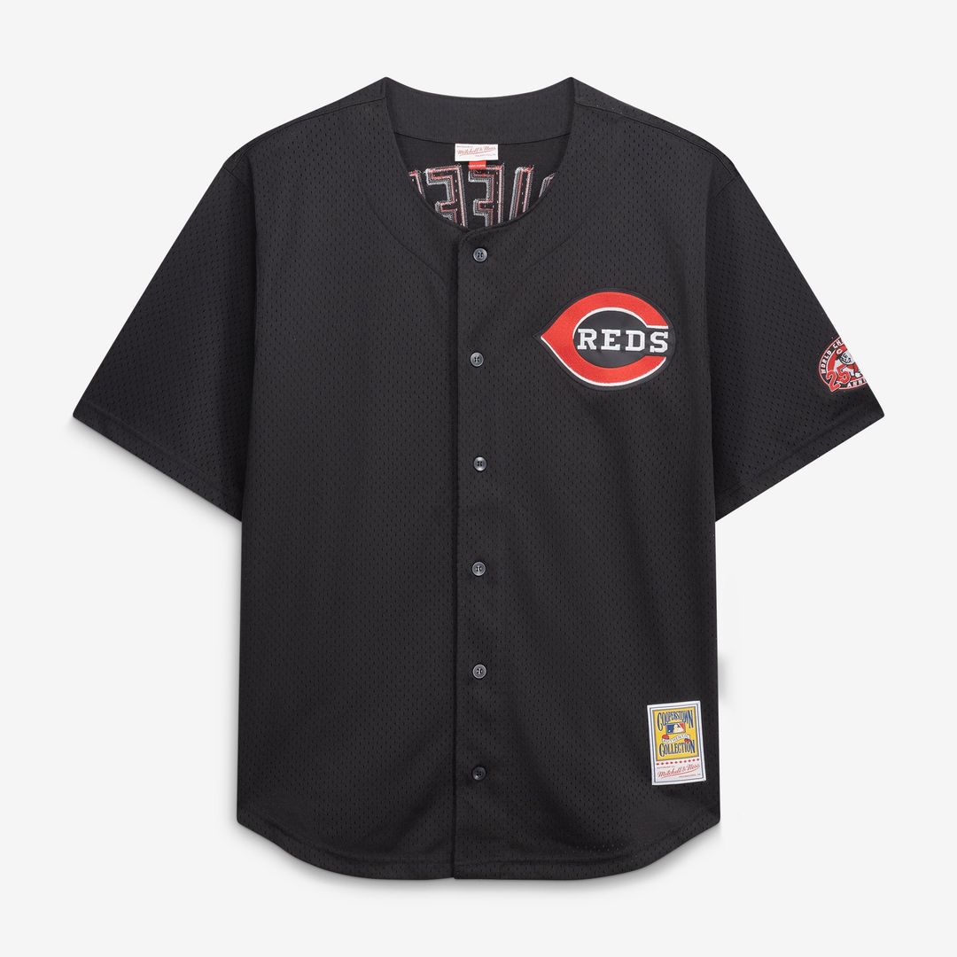 Men's Cincinnati Reds Ken Griffey Jr. Mitchell & Ness Black Big & Tall Cooperstown Mesh Batting Practice Jersey