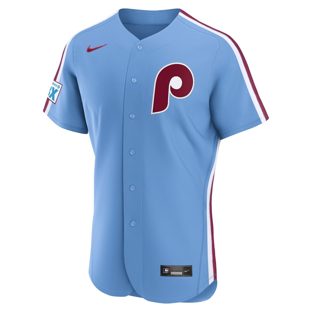 Men's Philadelphia Phillies Nike Light Blue Alternate Sponsor Patch Authentic Jersey