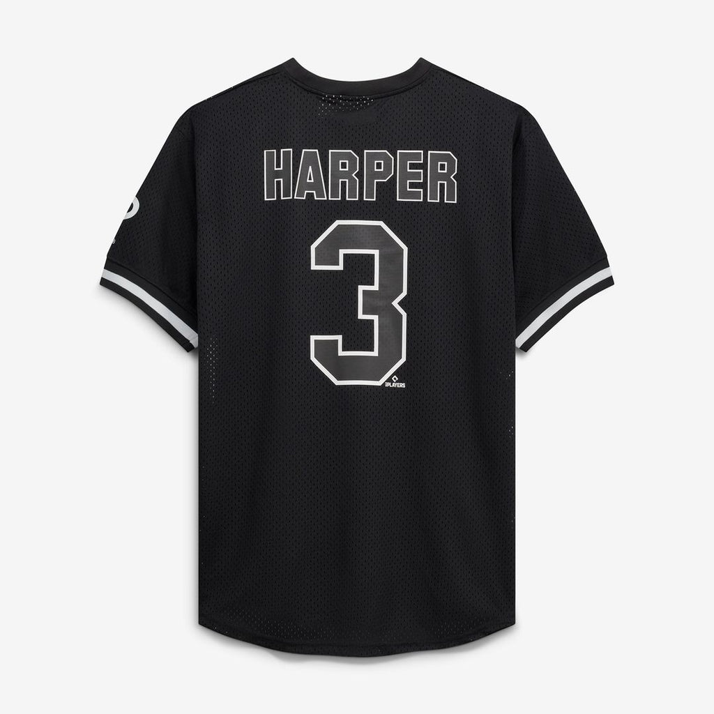 Men's Philadelphia Phillies Bryce Harper Fanatics Black/White Big & Tall Heavyweight Mesh Jersey