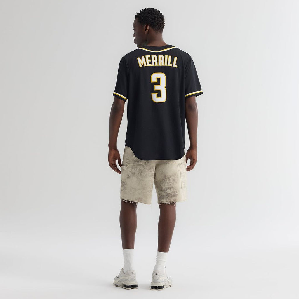 Men's San Diego Padres Jackson Merrill Nike Fashion Replica Black Out Jersey