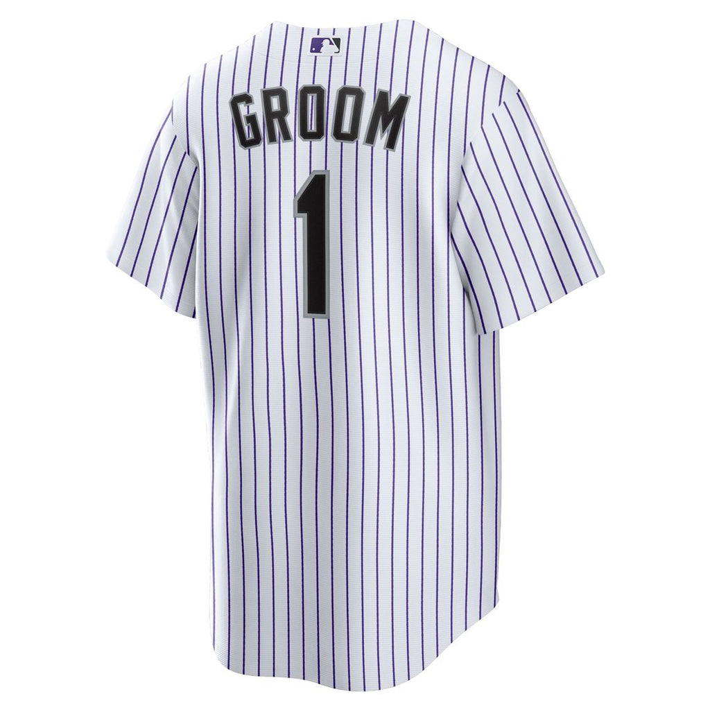 Men's Colorado Rockies  Nike White #1 Groom Home Replica Jersey
