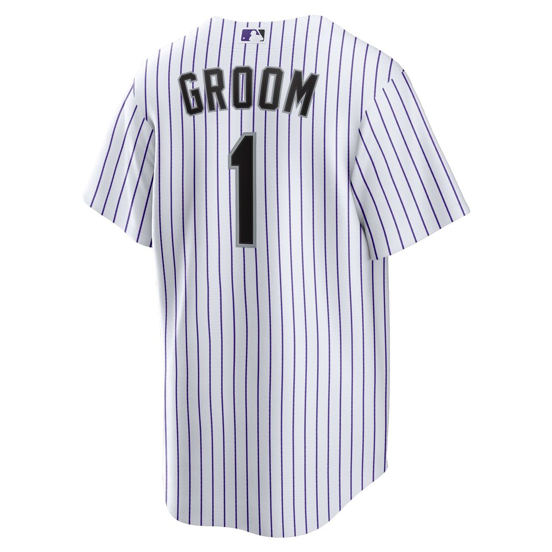 Men's Colorado Rockies  Nike White #1 Groom Home Replica Jersey