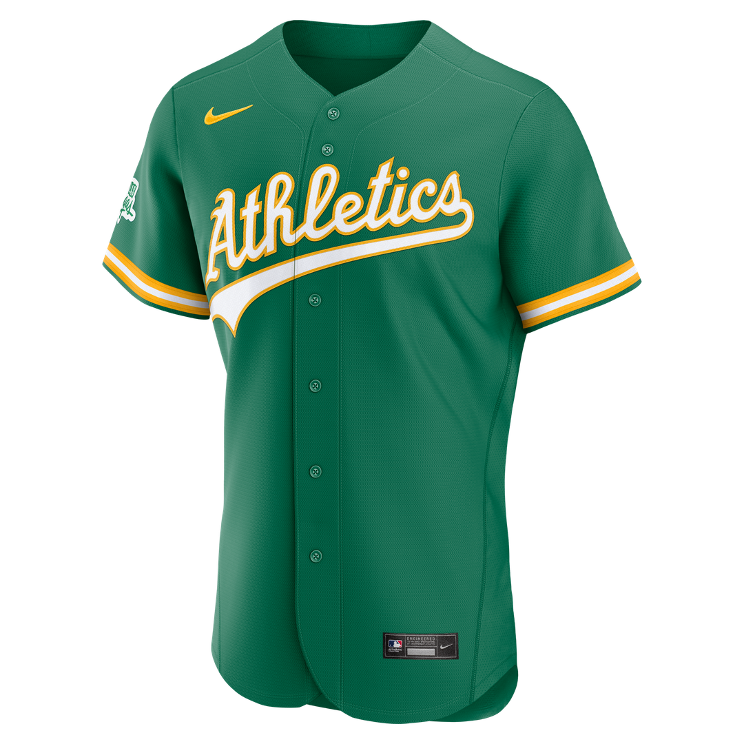 Men's Athletics Nike Green Alternate Sponsor Patch Authentic Jersey